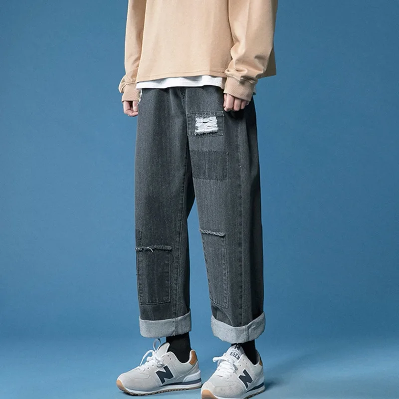 Hip-hop Ripped Jeans Men's Fashion Retro Casual Wide-leg Jeans Men Streetwear Korean Loose Hole Straight Denim Trousers Mens
Hip-hop Ripped Jeans Men's Fashion Retro Casual Wide-leg Jeans Men Streetwear Korean Loose Hole Straight Denim Trousers Mens