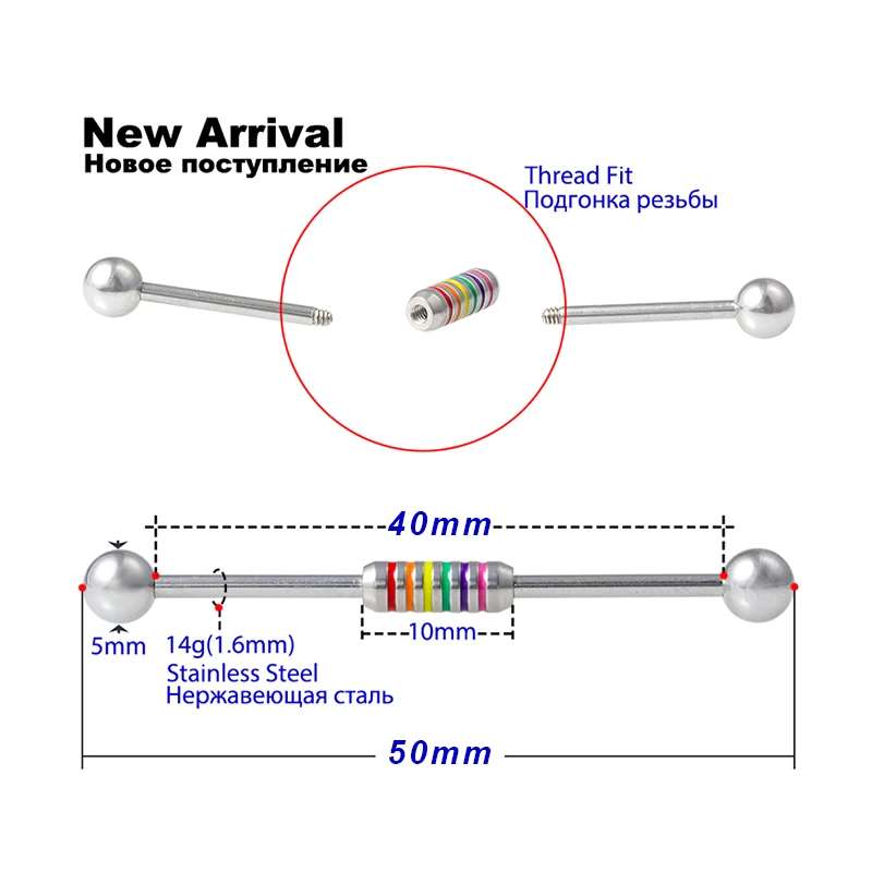 HONGTU 1PC 14G Surgical Steel Industrial Barbell Earrings Punk Screw Ball Cartilage Helix Piercing Body Jewelry for Women Men
HONGTU 1PC 14G Surgical Steel Industrial Barbell Earrings Punk Screw Ball Cartilage Helix Piercing Body Jewelry for Women Men