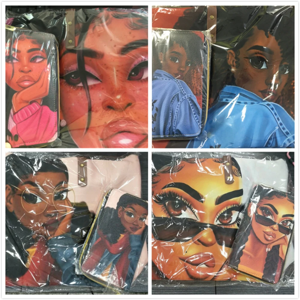 WHEREISART Melanin Queen Afro Girls Cartoon Pattern Women's Fashion Tote Bags PU Leather Long Purses Travel Portable Handbags
WHEREISART Melanin Queen Afro Girls Cartoon Pattern Women's Fashion Tote Bags PU Leather Long Purses Travel Portable Handbags