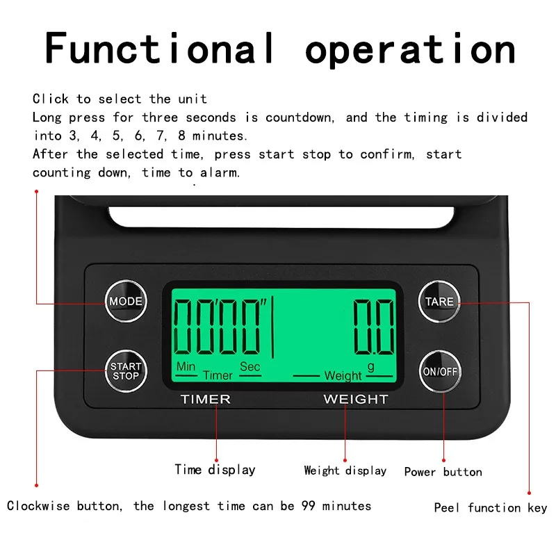 3kg/0.1g 5kg/0.1g Drip Coffee Scale With Timer Portable Electronic Digital Kitchen Scale High Precision LCD Electronic Scales
3kg/0.1g 5kg/0.1g Drip Coffee Scale With Timer Portable Electronic Digital Kitchen Scale High Precision LCD Electronic Scales