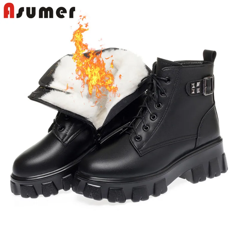 Женские ботинки на толстой подошве Asumer, зимние повседневные ботинки из натуральной кожи, со шнуровкой, 2022
Женские ботинки на толстой подошве Asumer, зимние повседневные ботинки из натуральной кожи, со шнуровкой, 2022