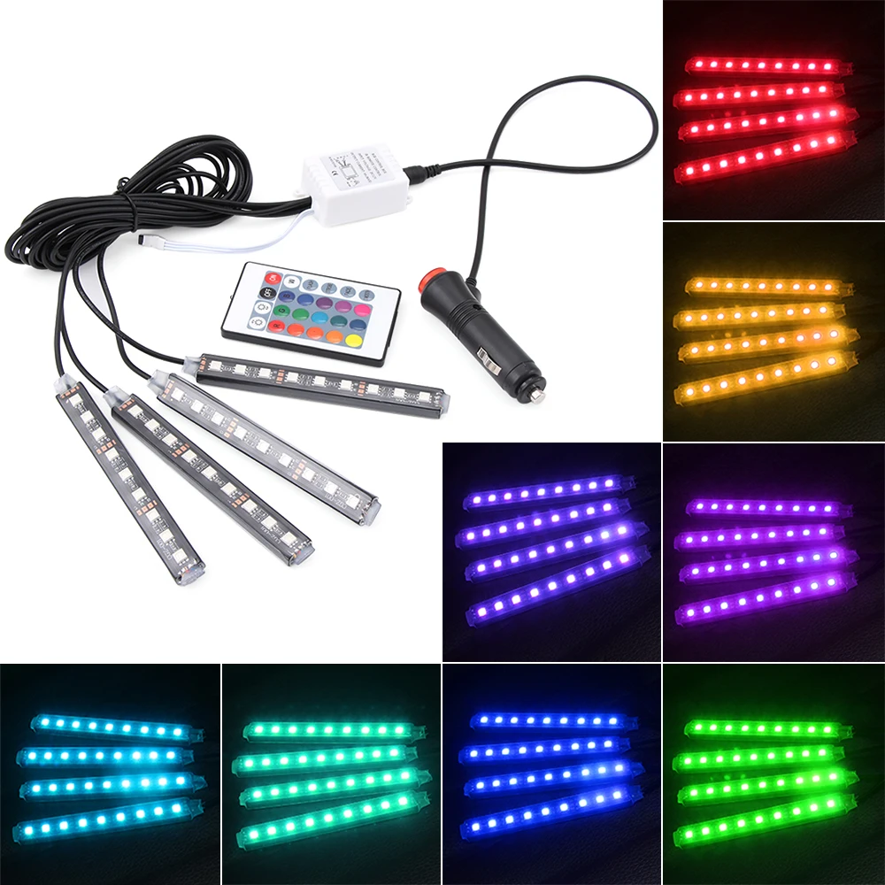 Светодиодная лента RGB для автомобилей 4 шт. цветная LED полоска tiida qashqai note mitsubishi asx bmw