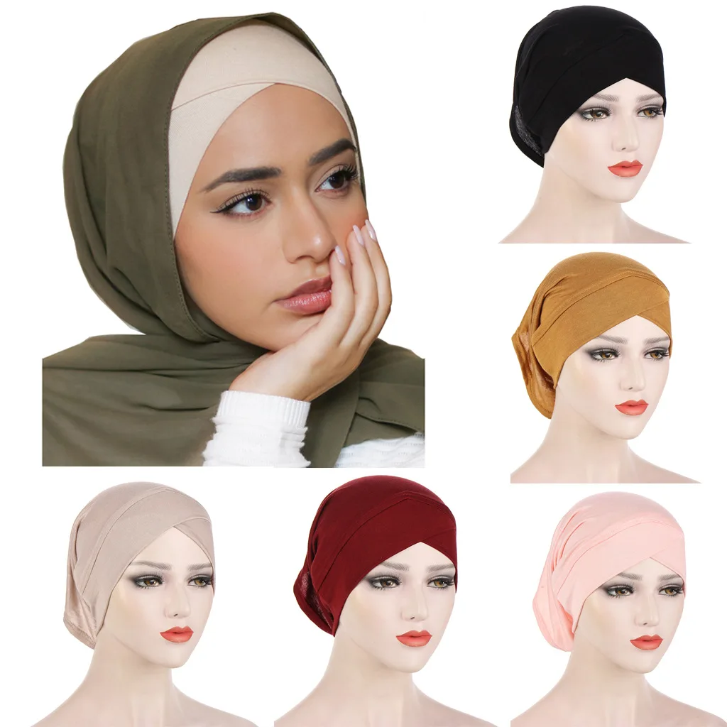 European and American new style multicolor forehead cross tube cap fashion solid color mercerized cotton bottoming cap 
European and American new style multicolor forehead cross tube cap fashion solid color mercerized cotton bottoming cap