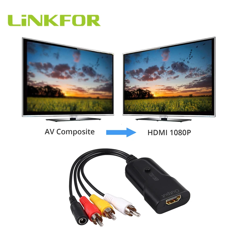 Адаптер LiNKFOR RCA HDMI совместимый преобразователь AV композитный CVBS адаптер для видео
