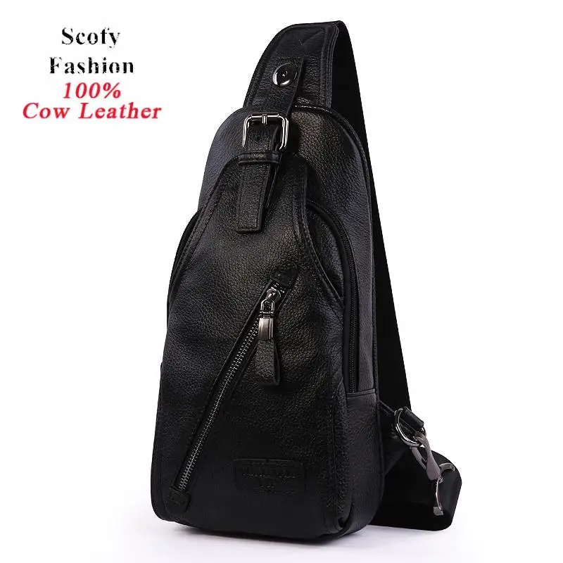 

SCOFY FASHION 2020 Waterproof Vintage Genuine Leather Men Chest Bag Crossbody Bags for Men Sporty Travel Chest Packs