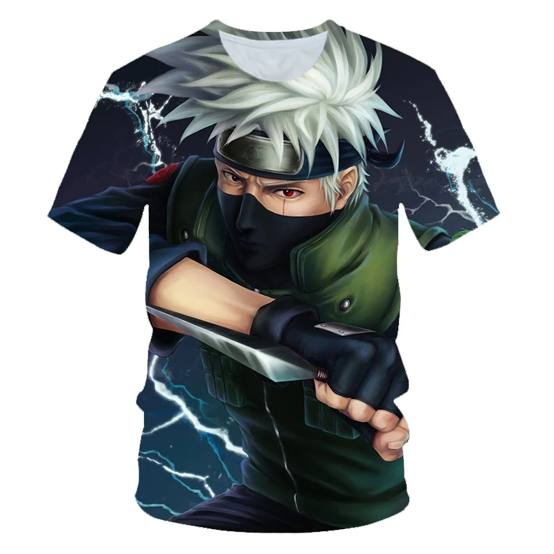 Футболка Nαruto с аниме детская одежда для мальчиков Kakashi Orochimaru Sasuke Pain Gaara коротким