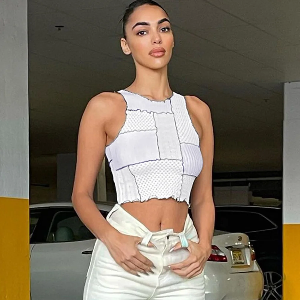 Sexy Sleeveless Summer Women Tank Top Round Neck Stitching Knitted Navel Girls Cropped Tops Female Ladies Short Vest Streetwear
Sexy Sleeveless Summer Women Tank Top Round Neck Stitching Knitted Navel Girls Cropped Tops Female Ladies Short Vest Streetwear