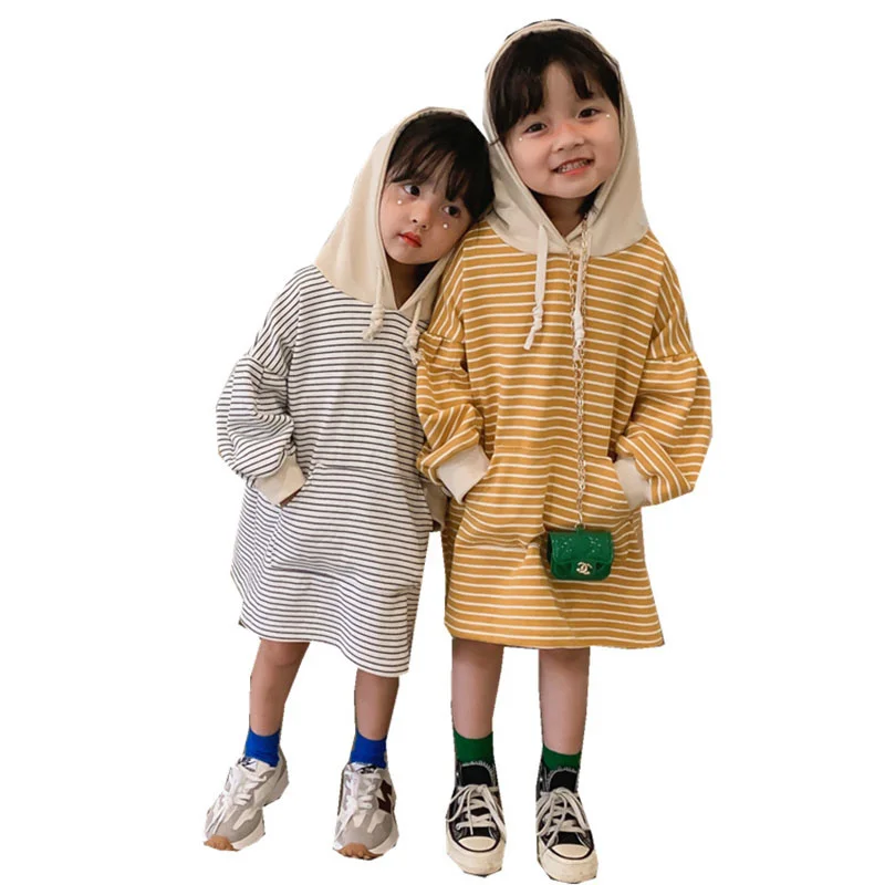 Korean children 2021 autumn girls with hoods striped dress Causal baby girls wear 4-41
Korean children 2021 autumn girls with hoods striped dress Causal baby girls wear 4-41