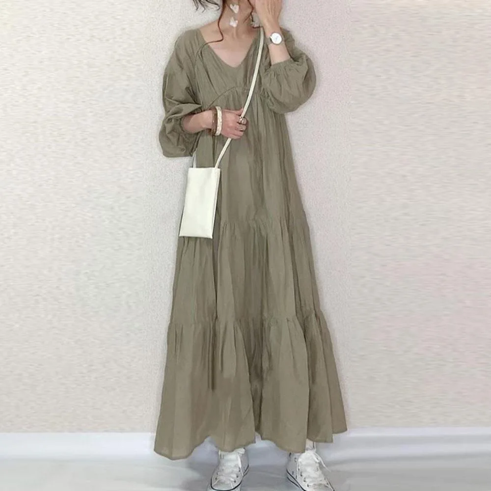 SuperAen Korea 2021 Spring and Autumn New Simple V Neck Solid Color Long Sleeve Stitching Big Size Dress
SuperAen Korea 2021 Spring and Autumn New Simple V Neck Solid Color Long Sleeve Stitching Big Size Dress