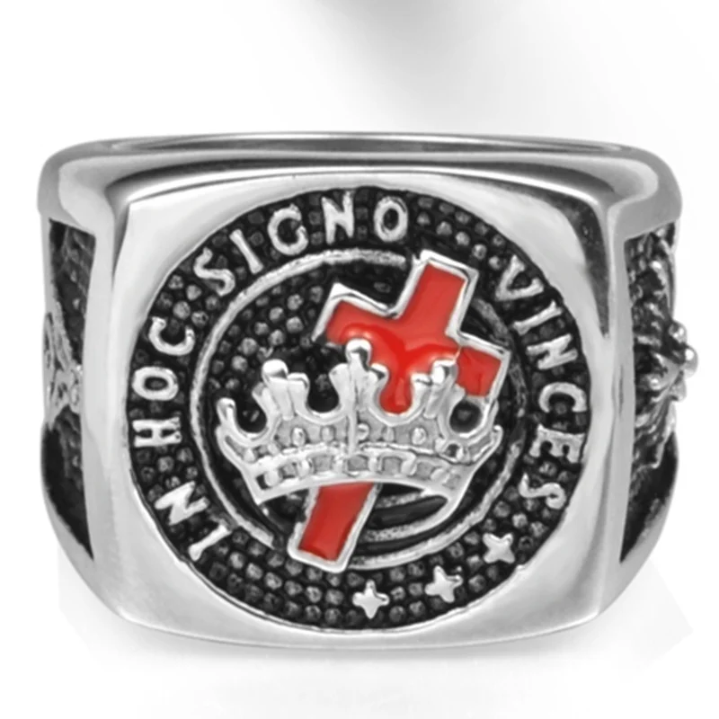 Classic Punk Men's Ring Fashion Vinces Knight Templar Cross Crown Masonic Ring
Classic Punk Men's Ring Fashion Vinces Knight Templar Cross Crown Masonic Ring