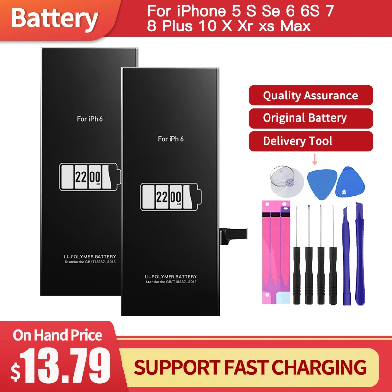 DEJI Battery For iPhone 6 6S 5S 5C 7 8 Plus X Xs Max XR 6Plus Original High Capacity Bateria Replacement Batterie For iPhone6
DEJI Battery For iPhone 6 6S 5S 5C 7 8 Plus X Xs Max XR 6Plus Original High Capacity Bateria Replacement Batterie For iPhone6