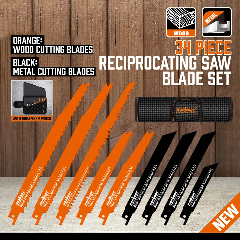 34Pcs Reciprocating Saw Blade Set For Metal Wood Cutting Pruning With Organizer Pouch Power Tools Accessories Saw Blades
34Pcs Reciprocating Saw Blade Set For Metal Wood Cutting Pruning With Organizer Pouch Power Tools Accessories Saw Blades