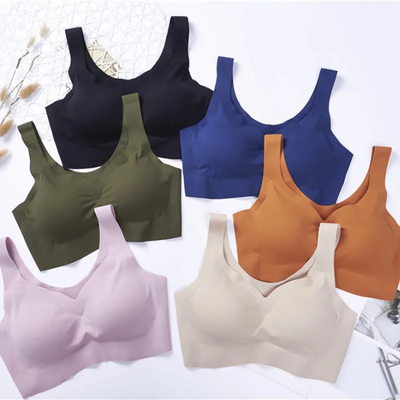 

Seamless Bra Women Push Up Underwear Wire Free Bralette Padded Female Intimate One Piece Brassiere Gather No Trace Lingerie