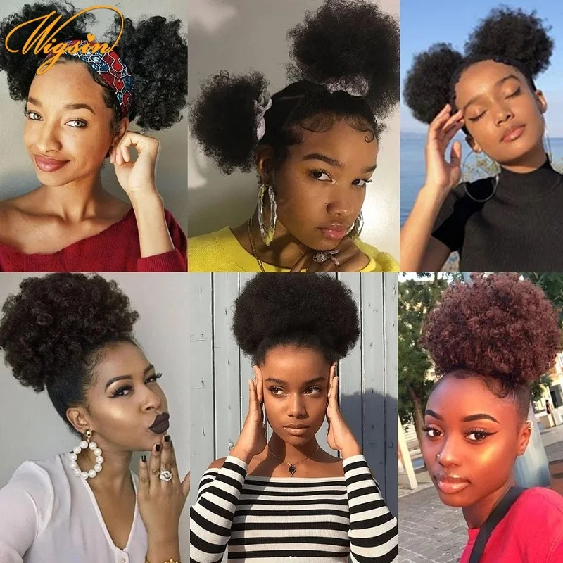 WIGSIN Synthetic Short Afro Kinky Curly Hair Bun Extension Claw Clip in Ponytail 8Inch Fluffy Chignon Hairpiece for Women
WIGSIN Synthetic Short Afro Kinky Curly Hair Bun Extension Claw Clip in Ponytail 8Inch Fluffy Chignon Hairpiece for Women