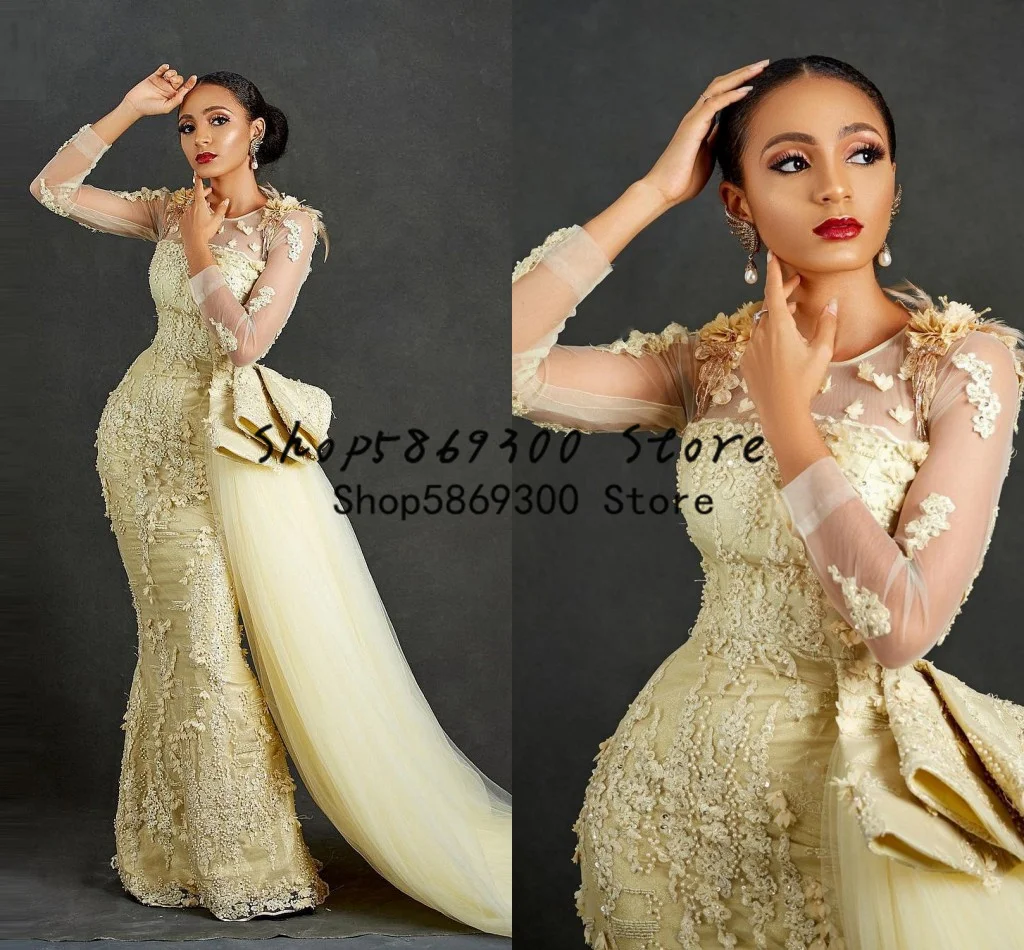 Вечернее платье-Русалка Aso Ebi с длинным рукавом, Тюлевое платье для выпускного вечера, с кружевной аппликацией, со шлейфом сбоку
Вечернее платье-Русалка Aso Ebi с длинным рукавом, Тюлевое платье для выпускного вечера, с кружевной аппликацией, со шлейфом сбоку