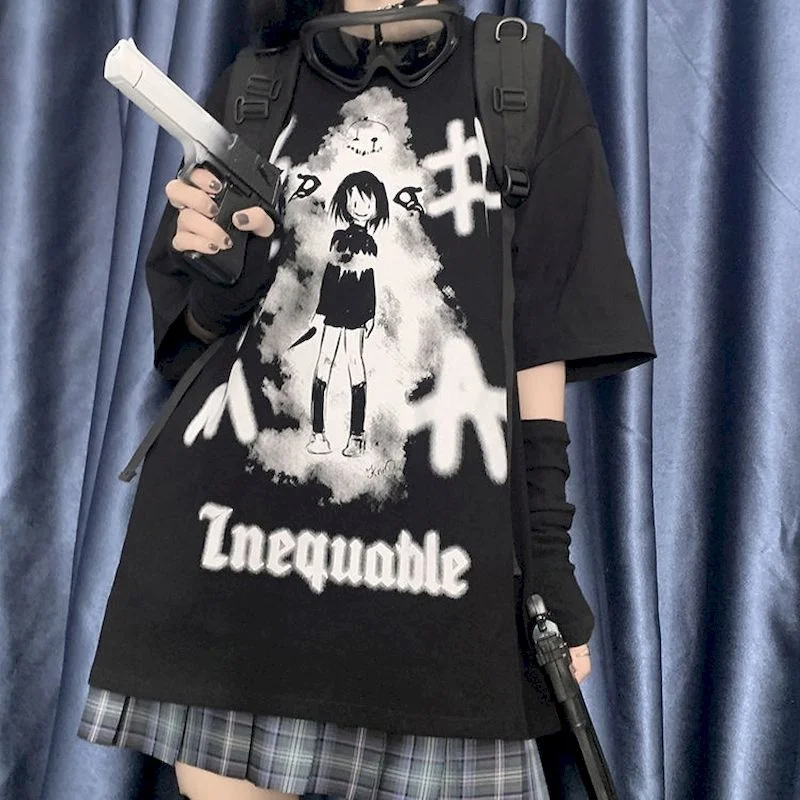 Short-sleeved T-shirt Female Korean Version of the College Style Dark Graffiti Japanese Girl Printing Loose T-shirt Top
Short-sleeved T-shirt Female Korean Version of the College Style Dark Graffiti Japanese Girl Printing Loose T-shirt Top