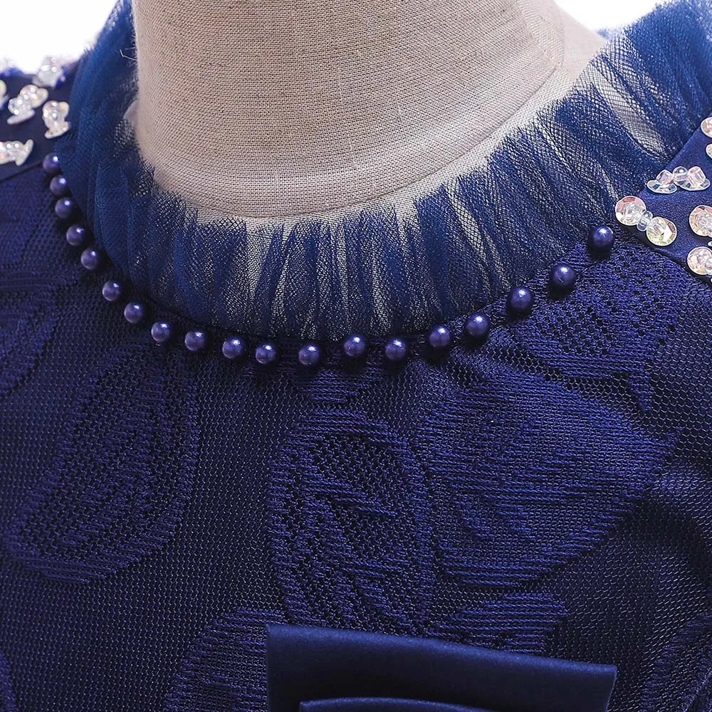 Flower Girls Dresses Short O-Neck Knee-Length Pearls Embroidery Beading Sequined Luxury Navy Blue Kids Party Princess Gown F439
Flower Girls Dresses Short O-Neck Knee-Length Pearls Embroidery Beading Sequined Luxury Navy Blue Kids Party Princess Gown F439