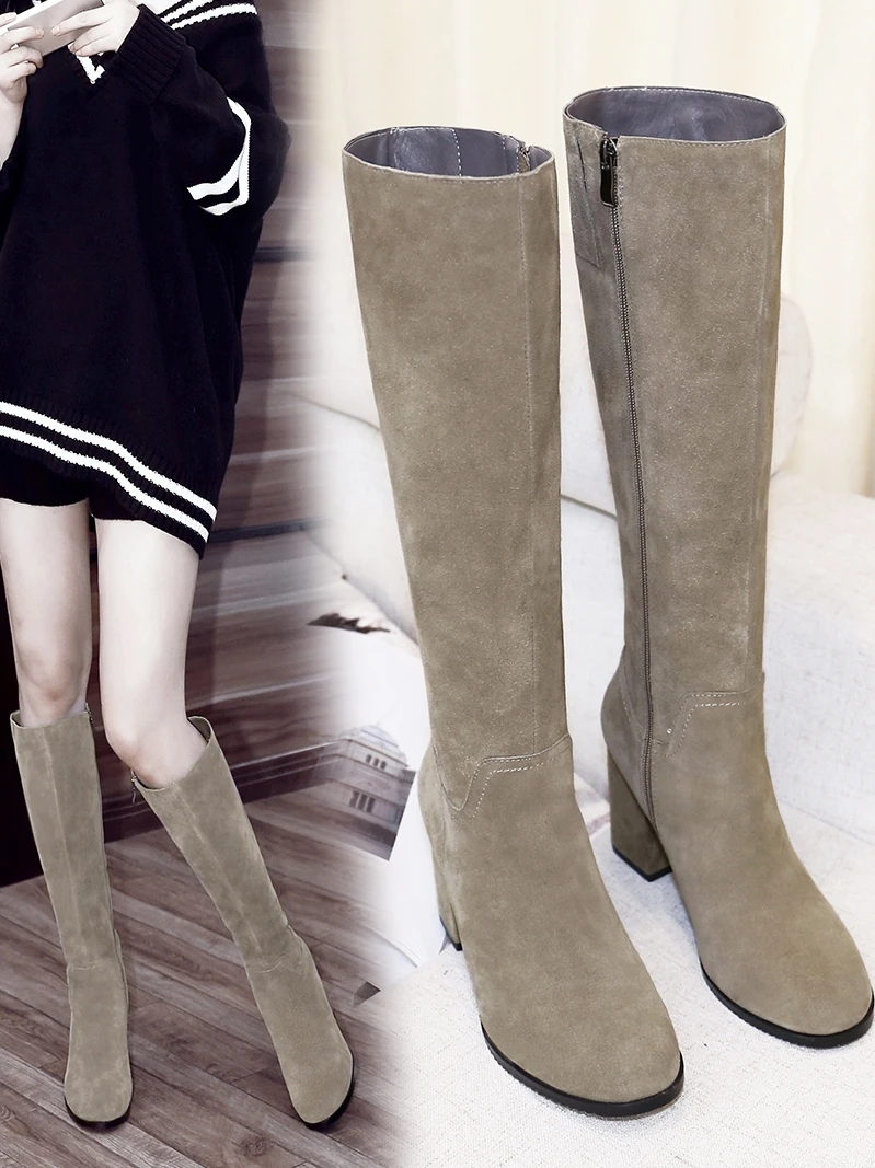 34-40 Women Knee High Boots Cow Leather Motorcycle Round Toe Zip Footwear Low Heels Female Riding Woman Atuumn Winter Boots
34-40 Women Knee High Boots Cow Leather Motorcycle Round Toe Zip Footwear Low Heels Female Riding Woman Atuumn Winter Boots