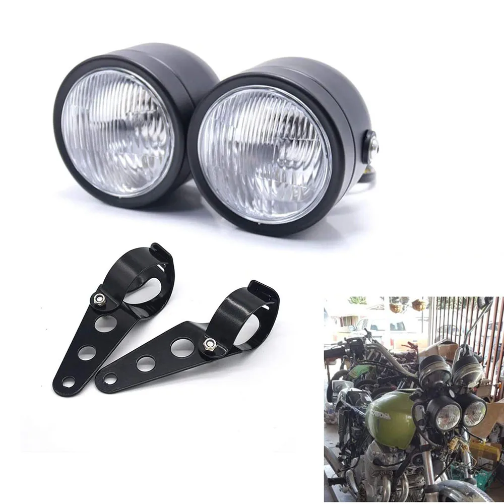 Motorcycle Headlamp Universal Double Headlamp with Bracket for Yamaha Kawasaki Chopper Cruiser Bobber Touring Cafe Racer
Motorcycle Headlamp Universal Double Headlamp with Bracket for Yamaha Kawasaki Chopper Cruiser Bobber Touring Cafe Racer