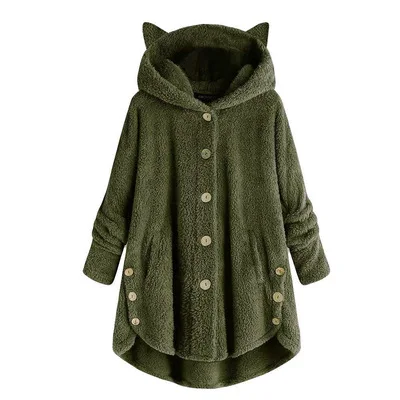 Autumn And Winter New Lady European And American Button Hooded Cat Ear Plush Top Irregular Tide Solid Color Coat Female
Autumn And Winter New Lady European And American Button Hooded Cat Ear Plush Top Irregular Tide Solid Color Coat Female
