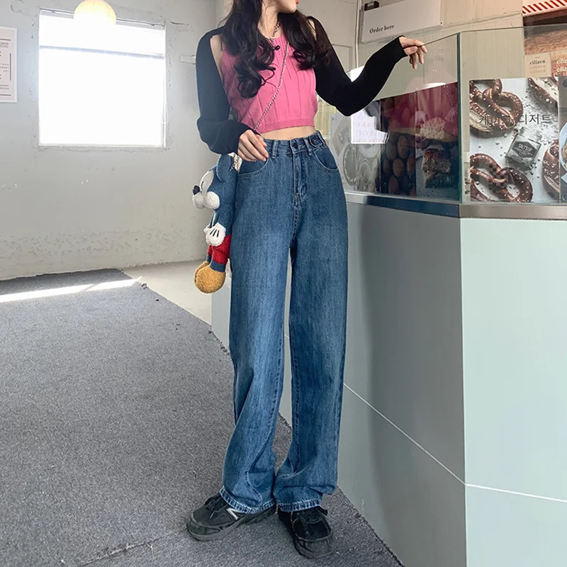 Spice Girl Jeans High Waist Design Women's Spring And Autumn American Versatile Straight Pants Show Thin And Wide Leg Floor
Spice Girl Jeans High Waist Design Women's Spring And Autumn American Versatile Straight Pants Show Thin And Wide Leg Floor