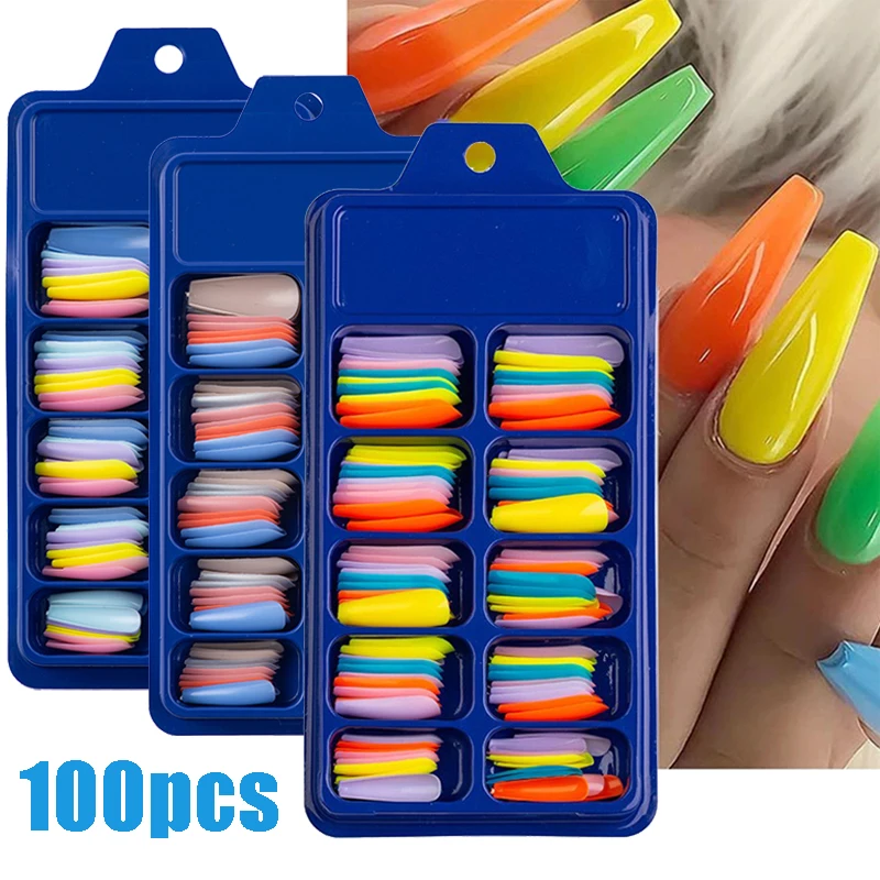 100Pcs Full Cover False Nail Colorful Long Coffin Artificial Acrylic Fake Nail Art Tips Extension Manicure Tools Accessories
100Pcs Full Cover False Nail Colorful Long Coffin Artificial Acrylic Fake Nail Art Tips Extension Manicure Tools Accessories
