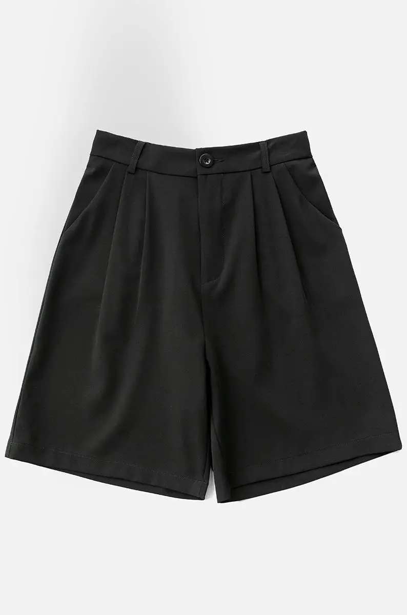 Suit summer loose high waist new casual slim straight tube Chiffon wide leg five point pants 
Suit summer loose high waist new casual slim straight tube Chiffon wide leg five point pants