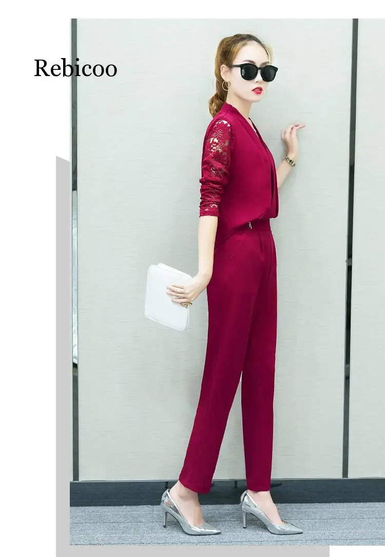 New 2019 women's 2 piece set women's suit women's long-sleeved lace overalls trousers two sets of foot pants
New 2019 women's 2 piece set women's suit women's long-sleeved lace overalls trousers two sets of foot pants