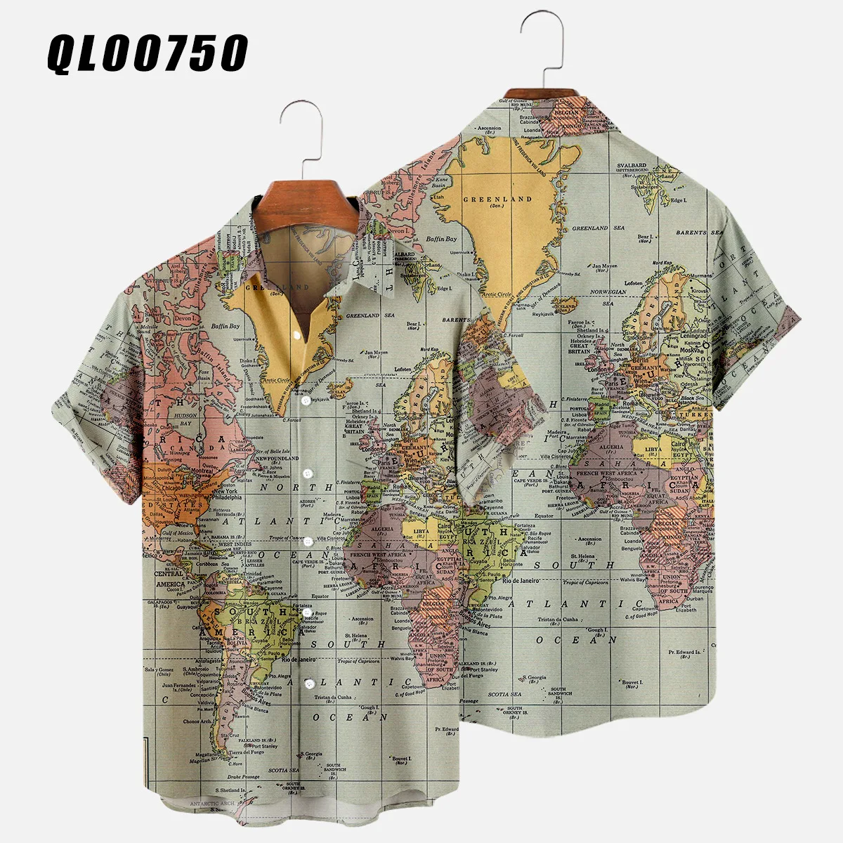 

Гавайская свободная Летняя мужская рубашка, дышащая, с коротким рукавом, пуговицами, 3D-принтом карт, для отпуска