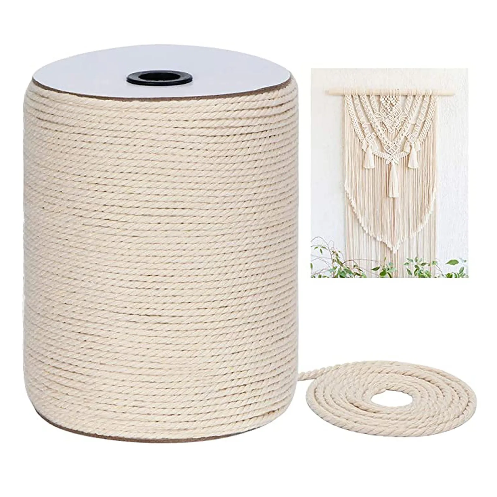 300м*3 мм DIY макраме веревка скрученная струна хлопковый шнур для ручной изготовки натуральных декоративных аксессуаров для дома, свадьбы и вечеринок.