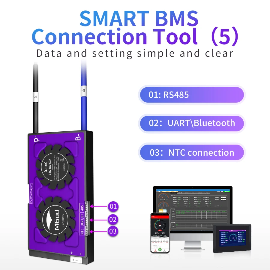 Умные BMS 4S LiFePo4 с Bluetooth 30A 40A 50A 60A 70A 80A 100A 200A для литиевого аккумулятора