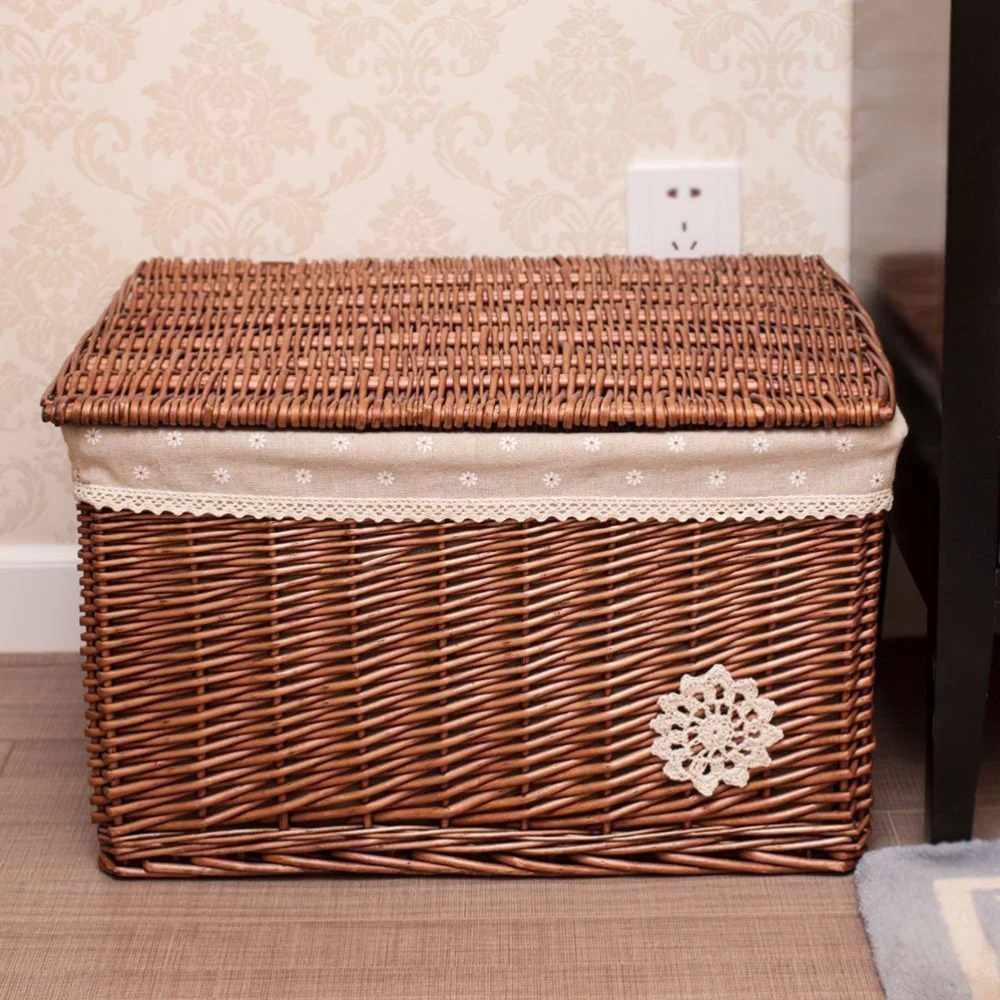 Wicker Basket with Cover Rattan Woven Basket Cosmetic Storage Box for Bedroom Living Room Desk (S)
Wicker Basket with Cover Rattan Woven Basket Cosmetic Storage Box for Bedroom Living Room Desk (S)