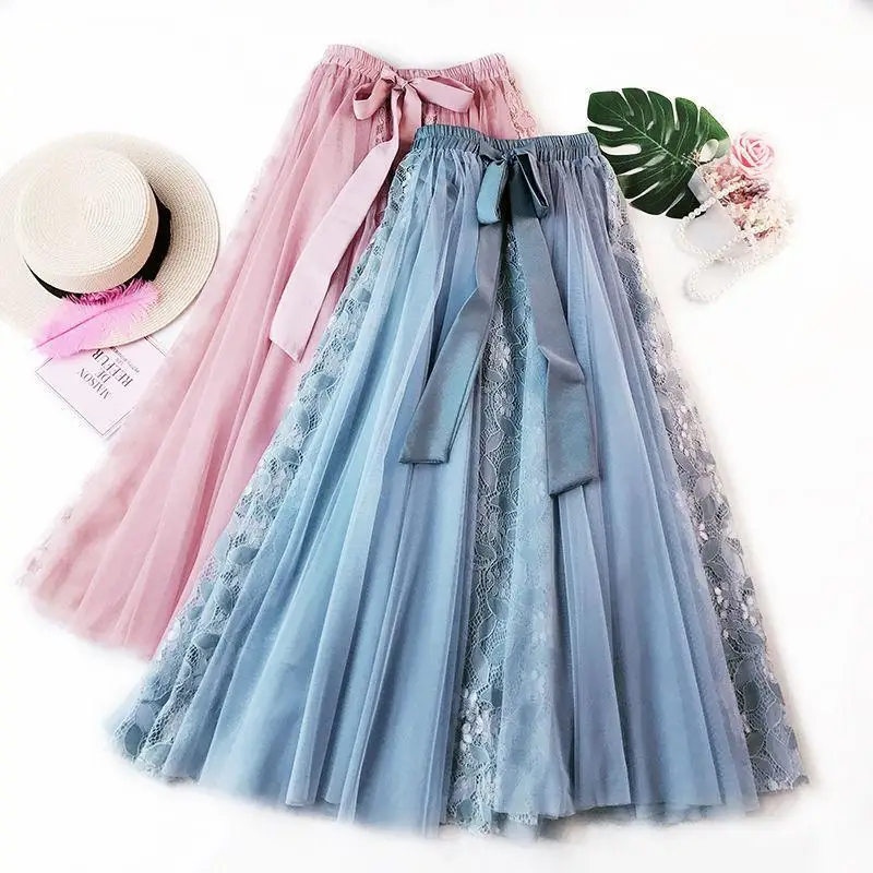 Mesh Skirt Summer Femininity Lace Bow Mid-length Korean Style High Waist Sweet Wind Tutu Skirt
Mesh Skirt Summer Femininity Lace Bow Mid-length Korean Style High Waist Sweet Wind Tutu Skirt