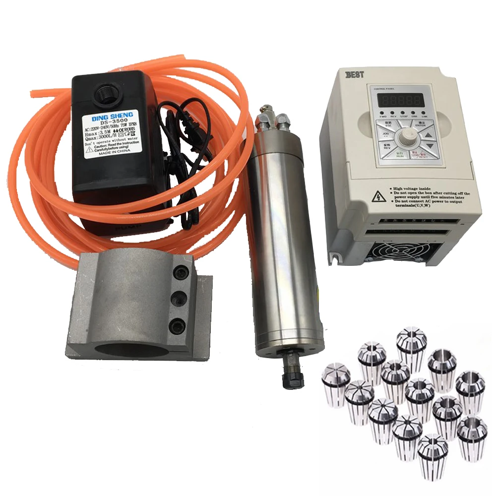 3KW AC 220V Water Cooled Spindle Motor 4HP 24000rpm Frequency converter VFD Pump Clamp Military Plug ER20 1-13mm Collets Kit
3KW AC 220V Water Cooled Spindle Motor 4HP 24000rpm Frequency converter VFD Pump Clamp Military Plug ER20 1-13mm Collets Kit