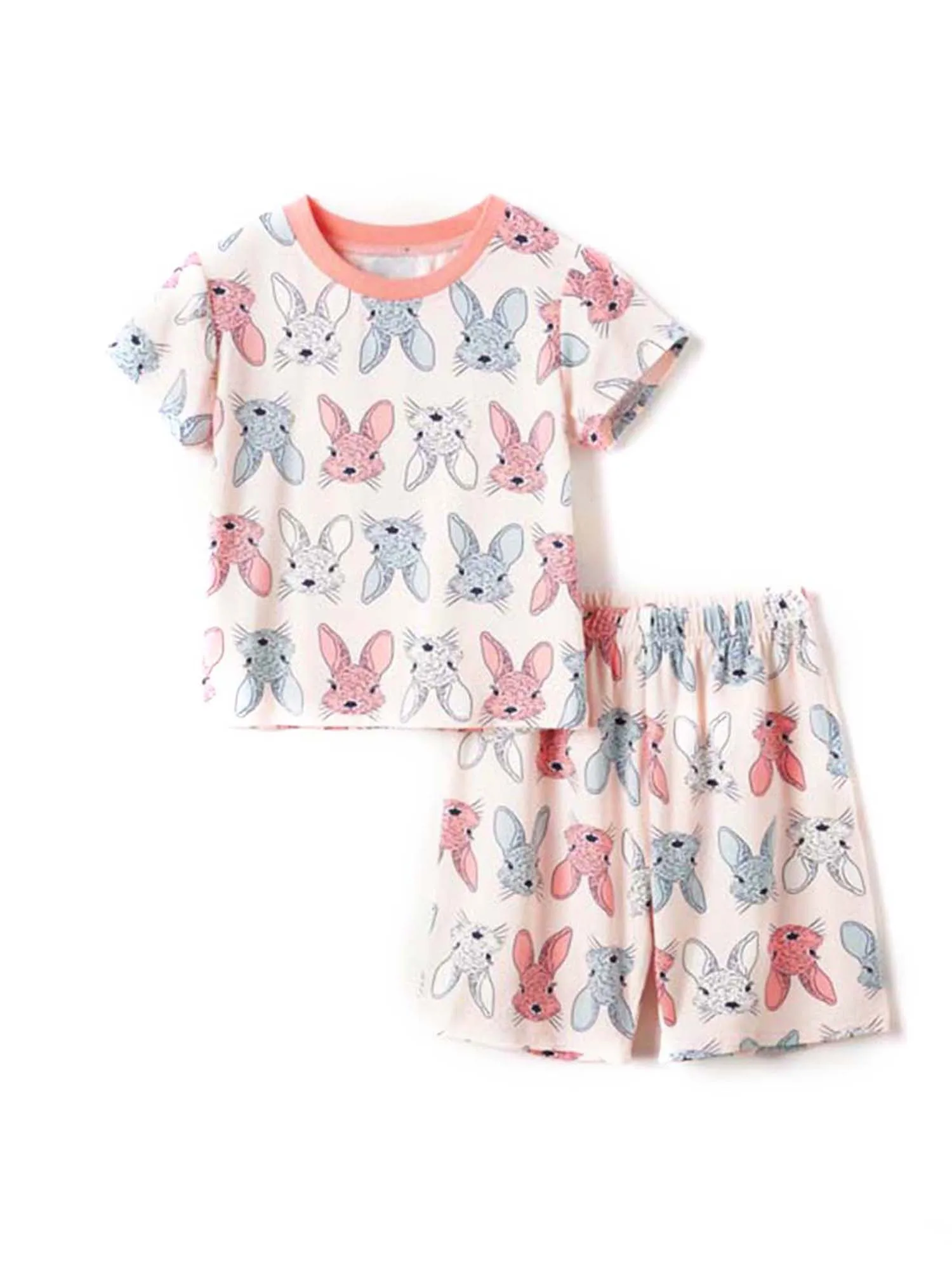 Kids Toddler Girls Loungewear Set, Short Sleeve Cartoon Bunny Print T-Shirt + Shorts 2Pcs Clothes Set
Kids Toddler Girls Loungewear Set, Short Sleeve Cartoon Bunny Print T-Shirt + Shorts 2Pcs Clothes Set