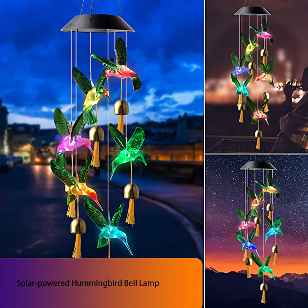Color Changing LED Solar Wind Chime Light Hummingbird/Butterfly Waterproof Lamps Outdoor Garden Camping Hanging LED Light
Color Changing LED Solar Wind Chime Light Hummingbird/Butterfly Waterproof Lamps Outdoor Garden Camping Hanging LED Light