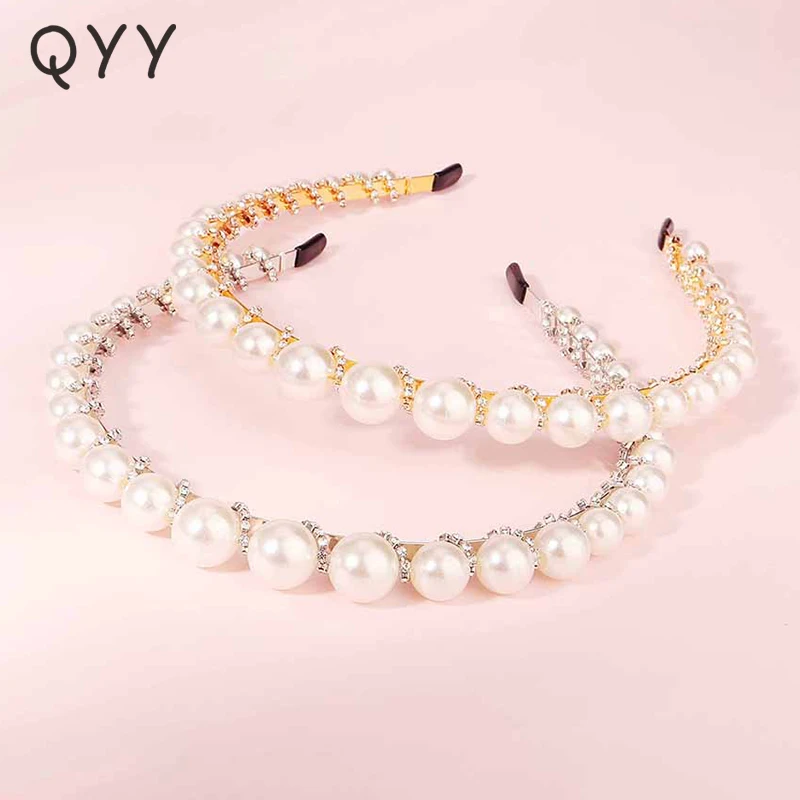 QYY Fashion Pearl Hairband for Women Hair Accessories Rhinestone Headbands Silver Color Hair Jewelry Girls Tiaras and Crowns
QYY Fashion Pearl Hairband for Women Hair Accessories Rhinestone Headbands Silver Color Hair Jewelry Girls Tiaras and Crowns