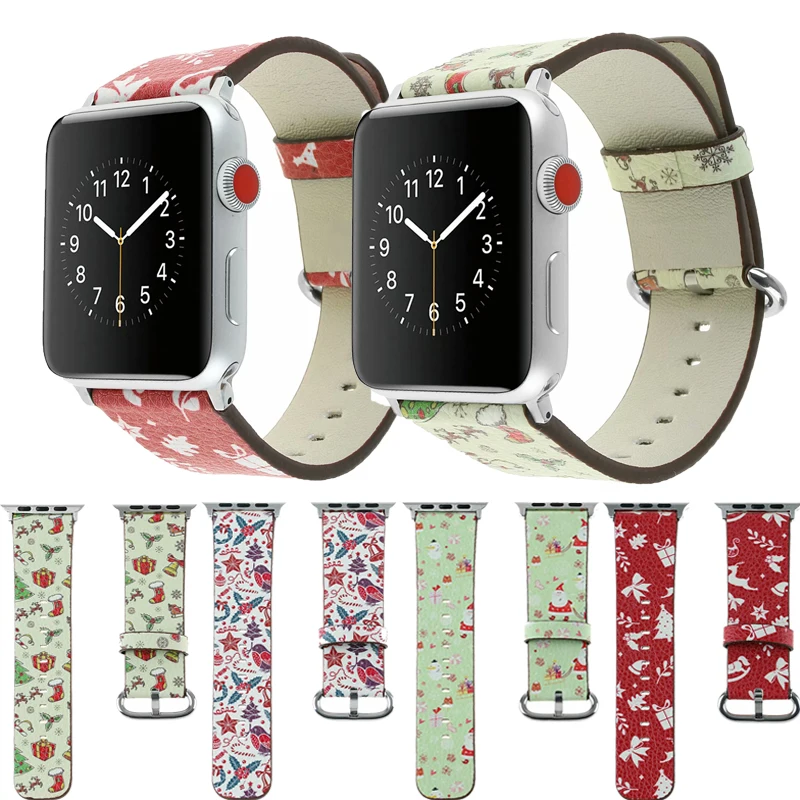 Ремешок совместим с apple watch Series 4/3/2/1 44/42 мм рождественским Узором Спортивные