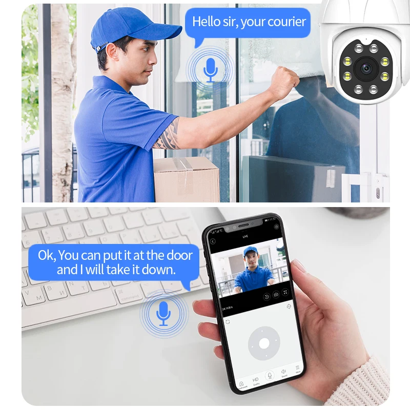 Камера Наружного видеонаблюдения Tuya с автоматическим отслеживанием PTZ IP Google Home