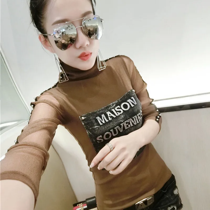 #5624 Korean Style Basic T-shirt Women Letters Harajuku Fashion Stretch Mesh Top Long Sleeve Turtleneck T Shirt Women Red Khaki
#5624 Korean Style Basic T-shirt Women Letters Harajuku Fashion Stretch Mesh Top Long Sleeve Turtleneck T Shirt Women Red Khaki
