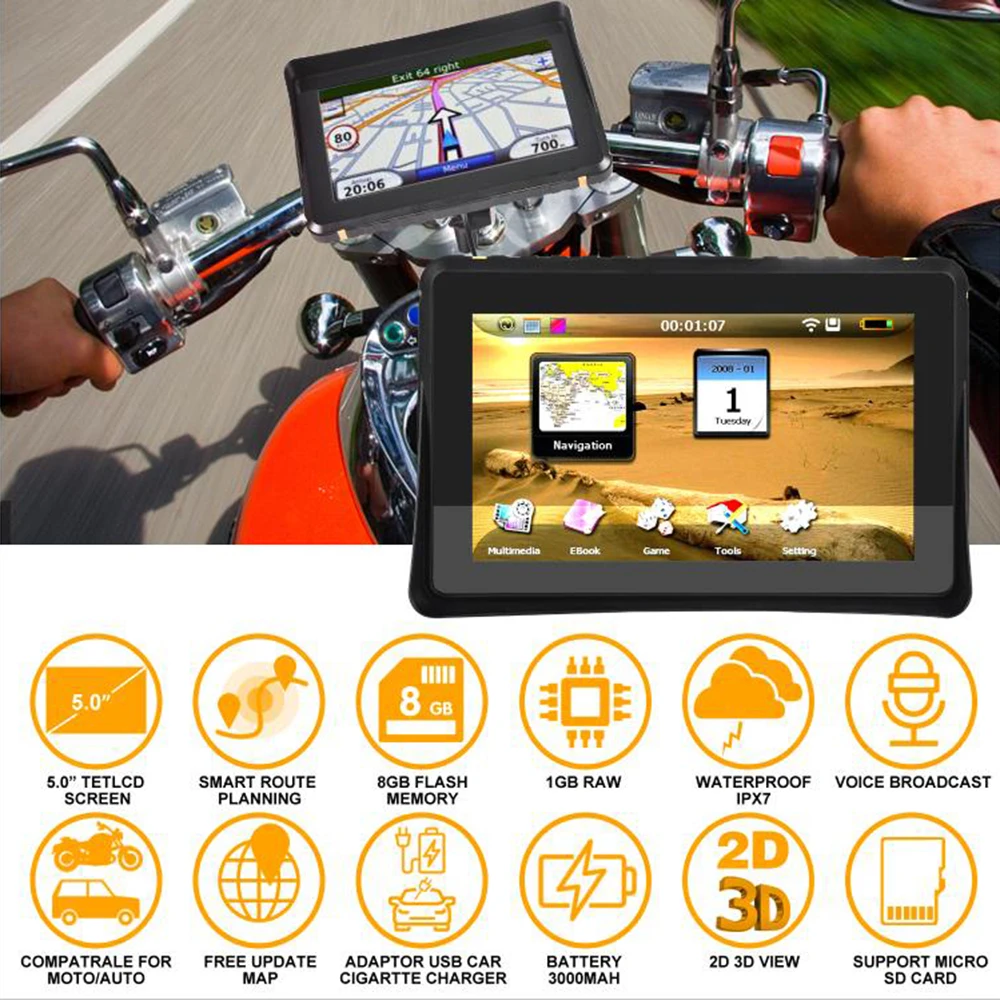 Мотоциклетная/автомобильная навигация водонепроницаемая GPS-навигация для