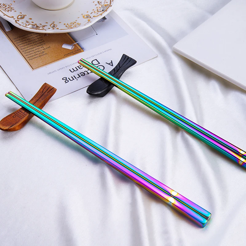 Stainless Steel Chopsticks Cute Rainbow Chopstick Reusable Colorful Multicolor Metal Steel Tableware Kitchen Accessories Tools
Stainless Steel Chopsticks Cute Rainbow Chopstick Reusable Colorful Multicolor Metal Steel Tableware Kitchen Accessories Tools