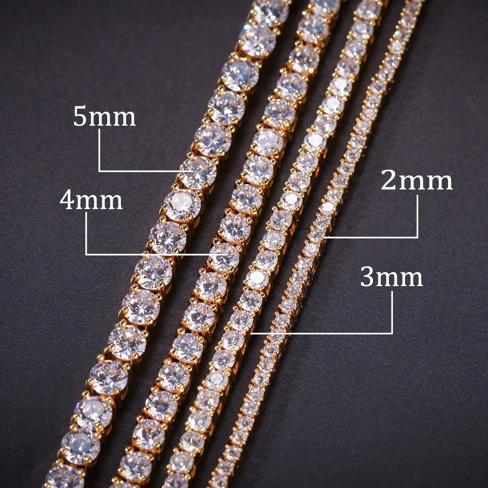 2mm Bling Single Row Tennis Chain Bracelet Round Cut Micr Pave Shiny Aaa Cubic Zirconia Hip Hop Jewelry For Men Women 20cm 18cm | Украшения