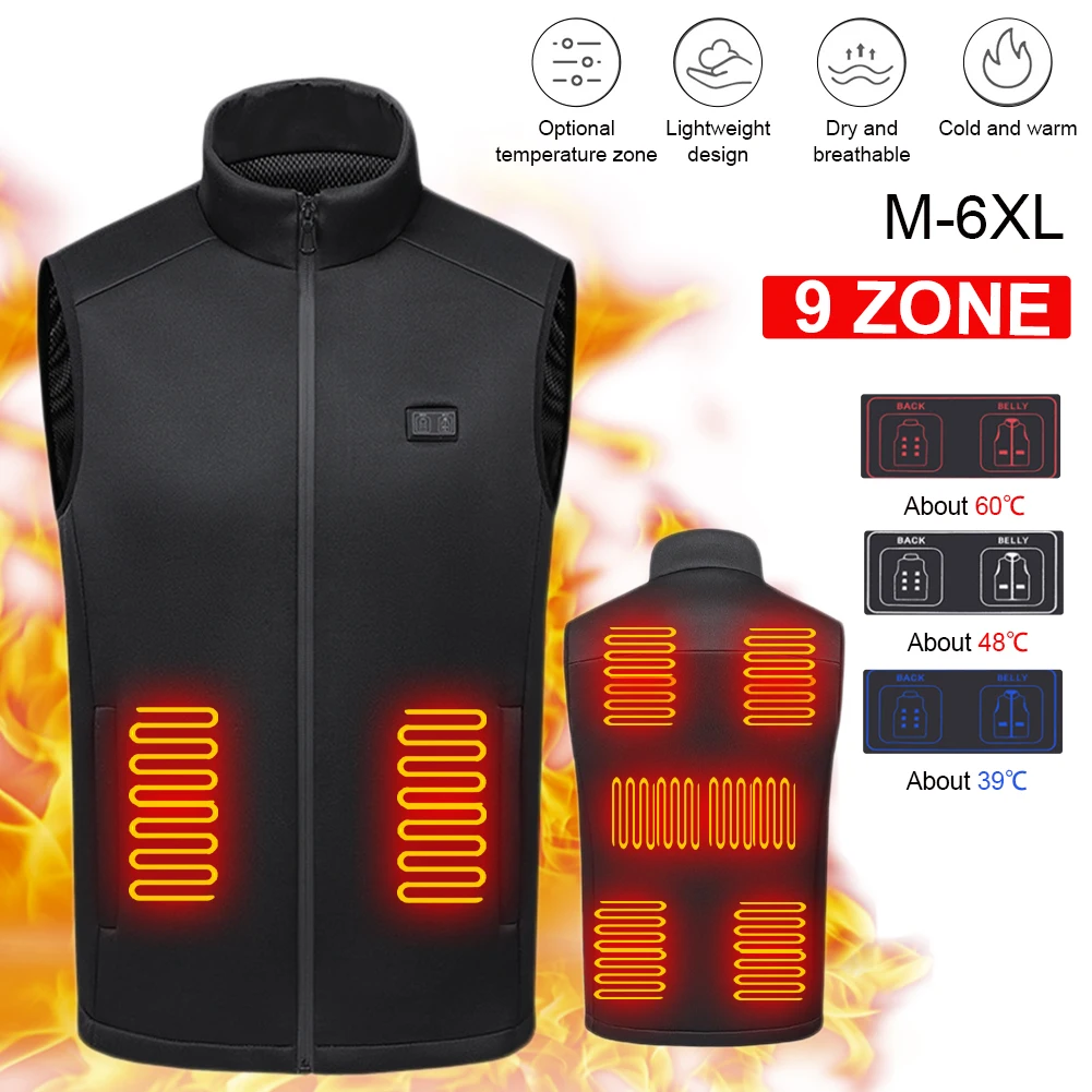 Winter 9 Places Heated Vest Jacket Outdoor Warm Electric Waistcoat Fish Hiking Vest Usb Heated Thermal Clothing Hunting Jacket
Winter 9 Places Heated Vest Jacket Outdoor Warm Electric Waistcoat Fish Hiking Vest Usb Heated Thermal Clothing Hunting Jacket