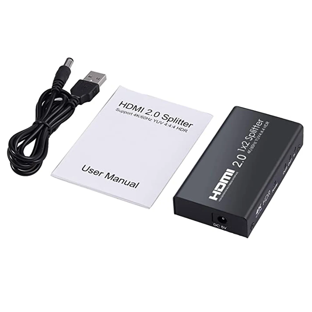 HDMI 2.0 Splitter 2 Way 4K@60Hz YUV 4:4:4 and HDR Smart Splitter Box 1x2 HDMI Distribution Amplifier Switcher for One X PS4 HD
HDMI 2.0 Splitter 2 Way 4K@60Hz YUV 4:4:4 and HDR Smart Splitter Box 1x2 HDMI Distribution Amplifier Switcher for One X PS4 HD