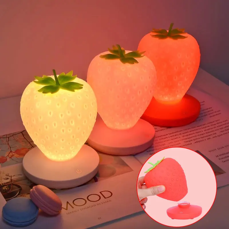 Touch Dimmable LED Strawberry Night Light Silicone USB Table Lamp Bedroom Bedside Light For Kids Desktop LED Light Atmosphere
Touch Dimmable LED Strawberry Night Light Silicone USB Table Lamp Bedroom Bedside Light For Kids Desktop LED Light Atmosphere