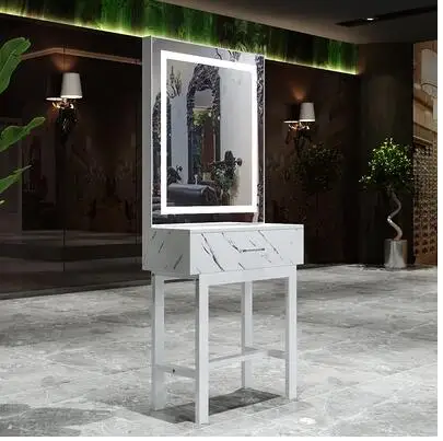 Hairdresser mirror salon dedicated solid wood hair cutting table imitation marble simple barber table with light web celebrity h
Hairdresser mirror salon dedicated solid wood hair cutting table imitation marble simple barber table with light web celebrity h