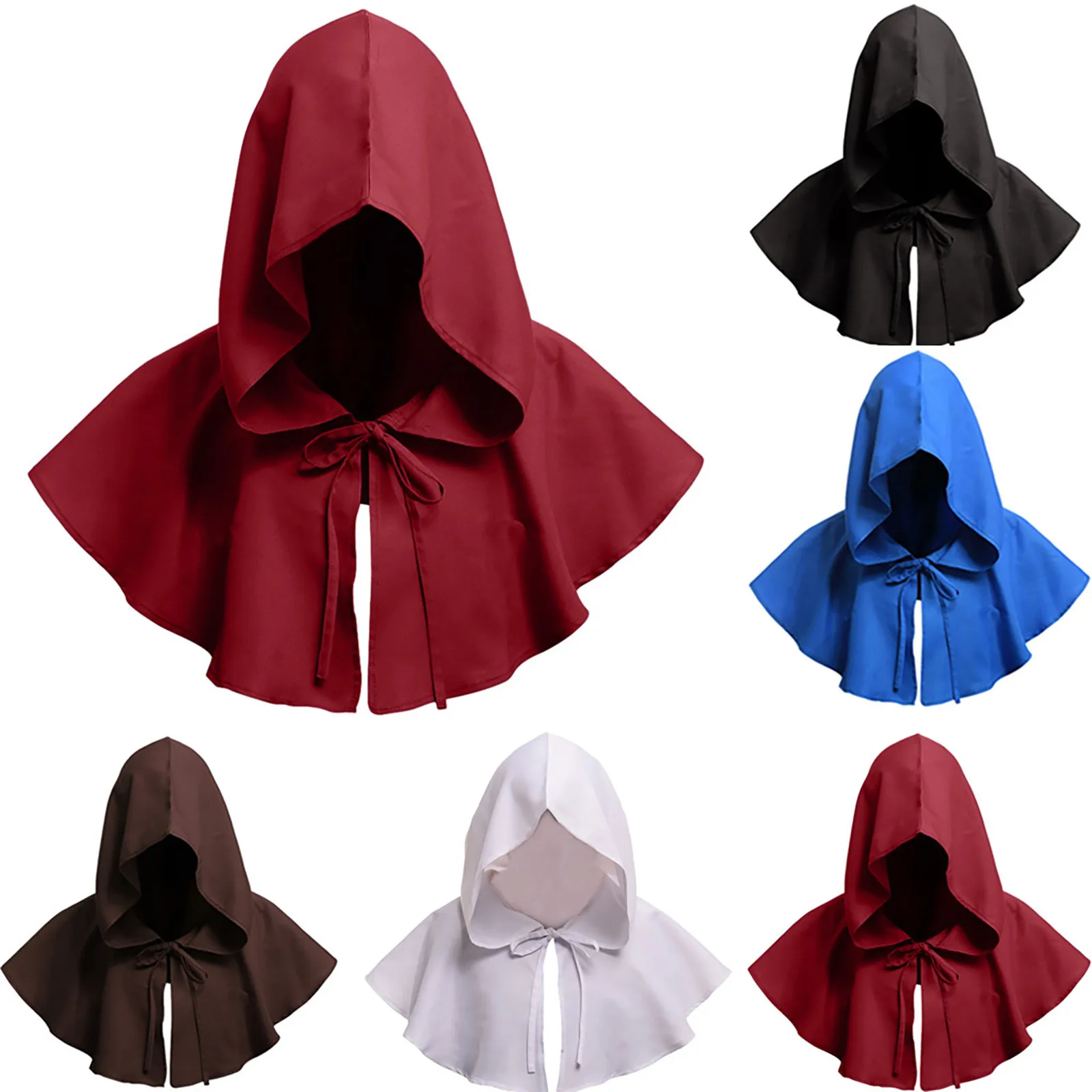 Adult Retro Medieval Costume Hooded Short Cloak Solid Color Lace Up Neck Tie Halloween Cape Witch Wizard Cosplay Party Props#g3
Adult Retro Medieval Costume Hooded Short Cloak Solid Color Lace Up Neck Tie Halloween Cape Witch Wizard Cosplay Party Props#g3