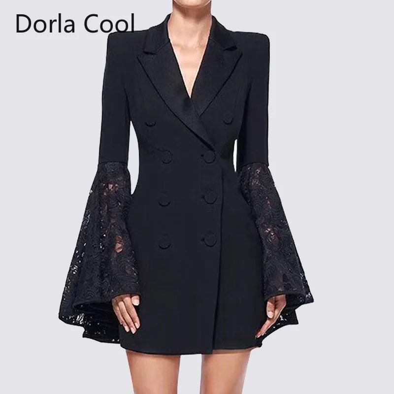 New European Style Women Long Blazer Double Breasted Designer Outerwear Coat Office Lady's Flare Sleeves Lace Patchwork Blazers
New European Style Women Long Blazer Double Breasted Designer Outerwear Coat Office Lady's Flare Sleeves Lace Patchwork Blazers