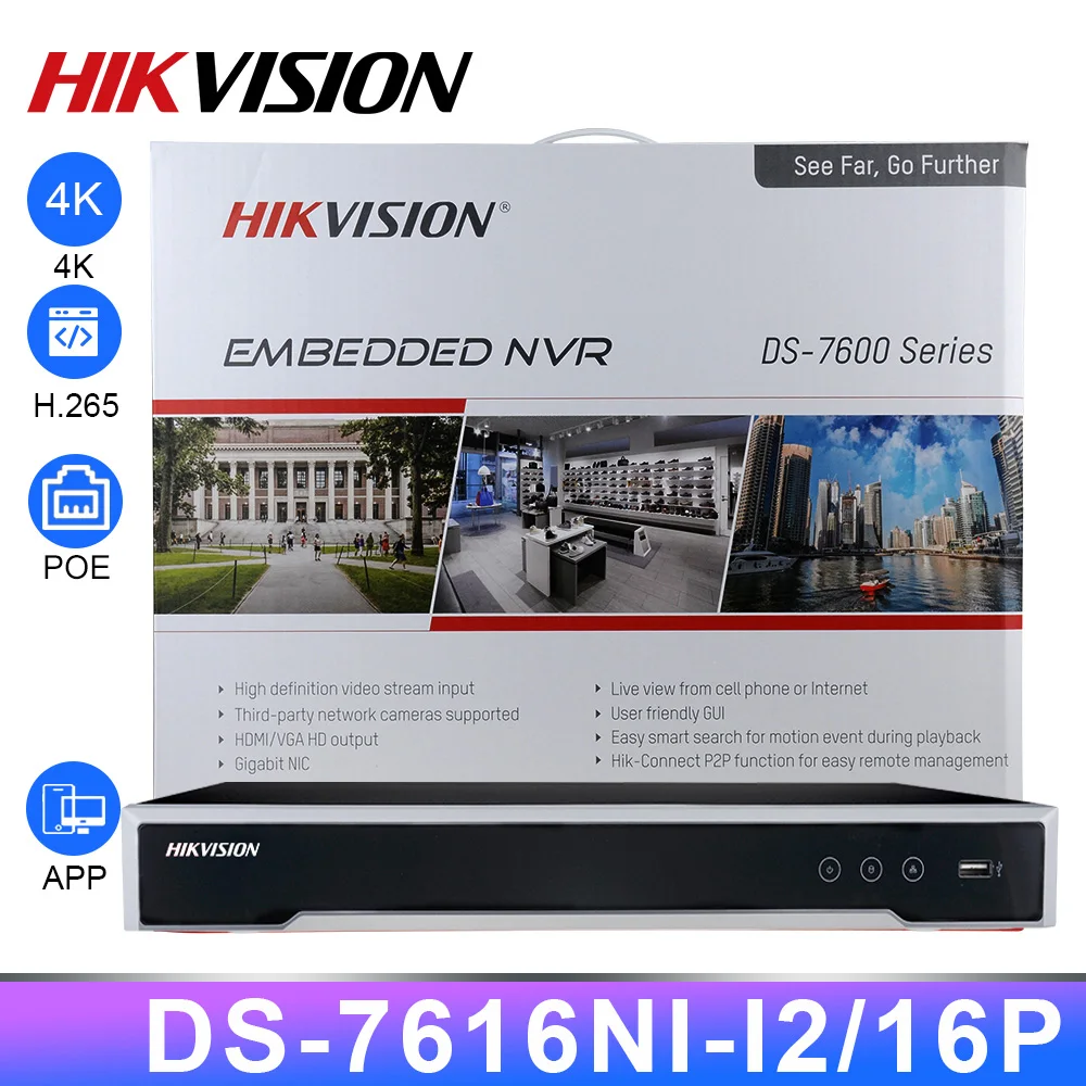 Hikvision NVR Network Video Recorder DS-7616NI-I2/16P 16CH 16 Channel 16 POE NVR 12MP Cameras 4K resolution ports
Hikvision NVR Network Video Recorder DS-7616NI-I2/16P 16CH 16 Channel 16 POE NVR 12MP Cameras 4K resolution ports